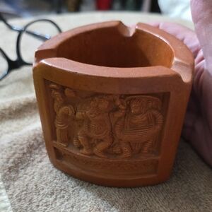 Terracotta Vtg Hindu Ash Tray Triangle